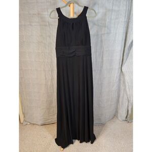 SLNY $139 Size 16 Black Ruched Bust Waist‎ Sleeveless Maxi Formal Satin Dress